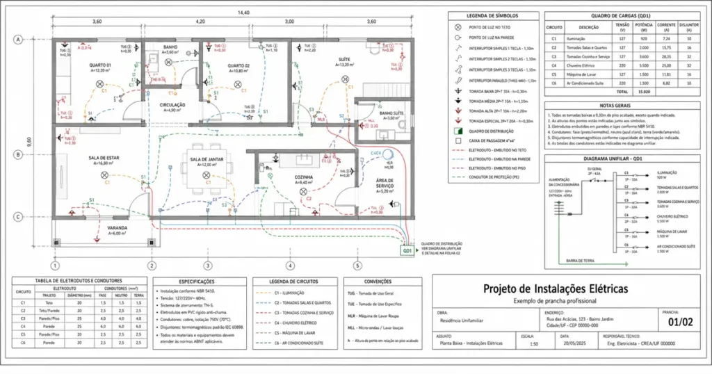 O que deve constar em um projeto elétrico predial?