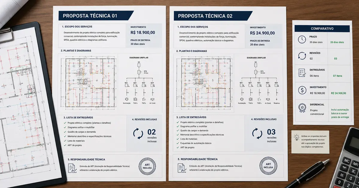 Critérios para avaliar proposta de projeto elétrico