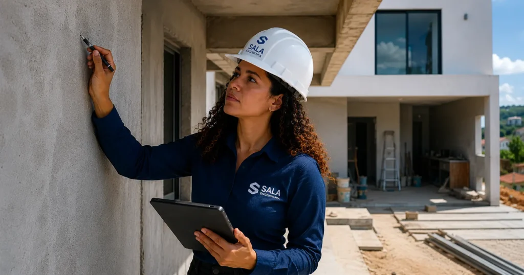 Fiscalização técnica de obra realizada por engenheiro