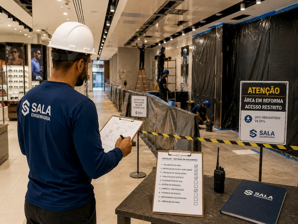 Reforma com edificação em funcionamento
